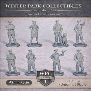 42mm Police Figures Set Model Railroad Officers Resin 8pc Set 3D Prints